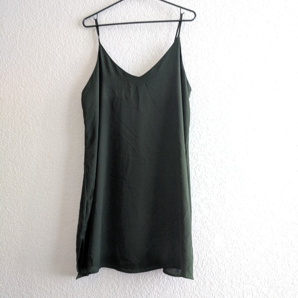 Green slip dress